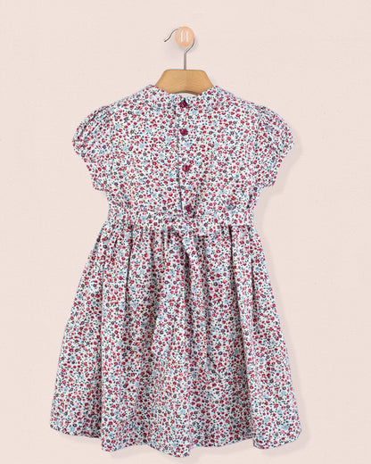 Violette Belina Burgundy Floral - Smocked Dress