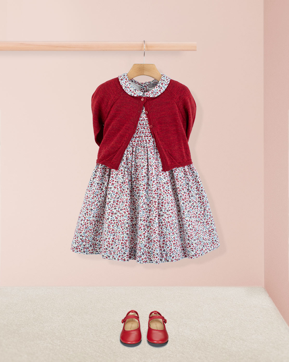 Violette Belina Burgundy Floral - Smocked Dress