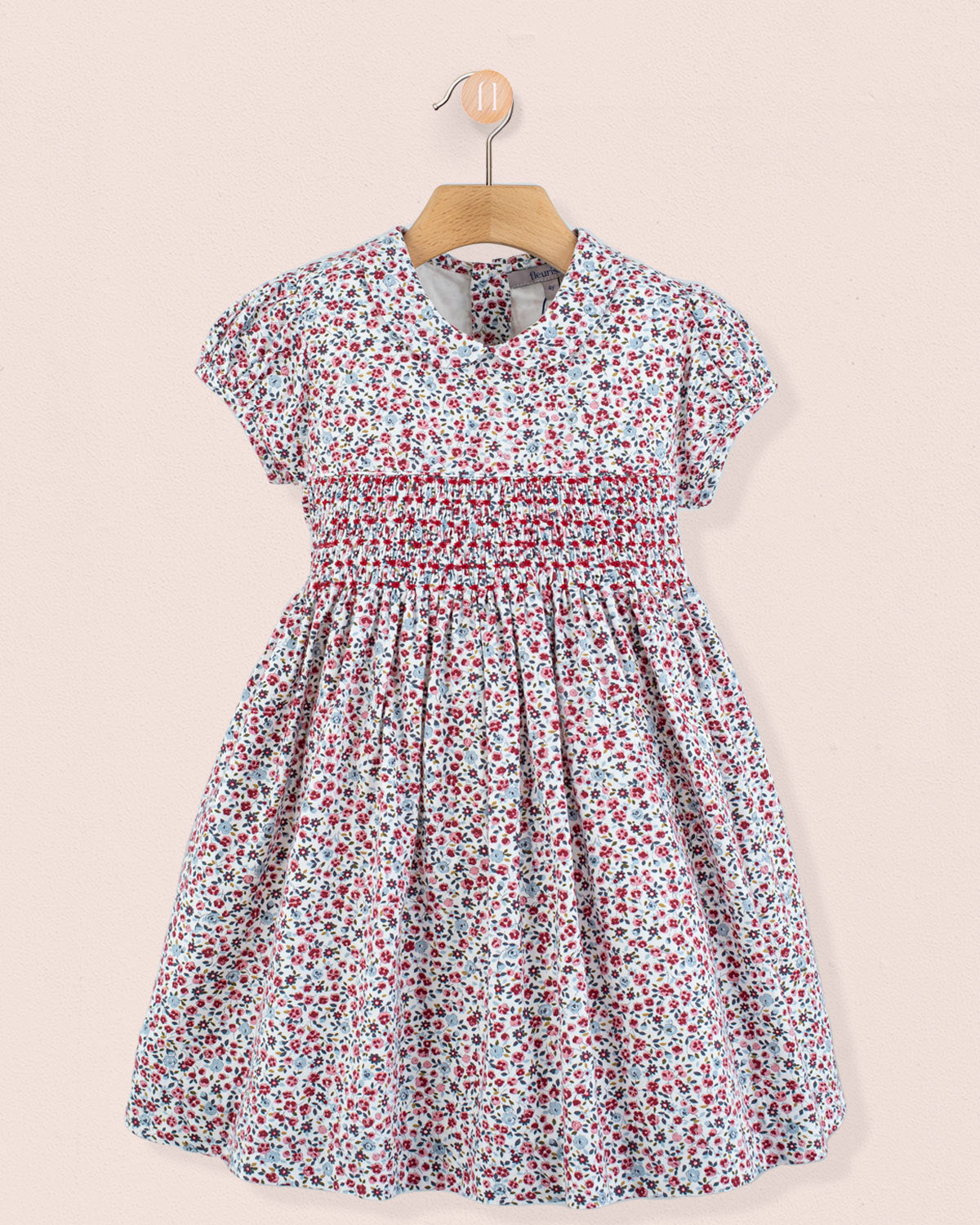 Violette Belina Burgundy Floral - Smocked Dress