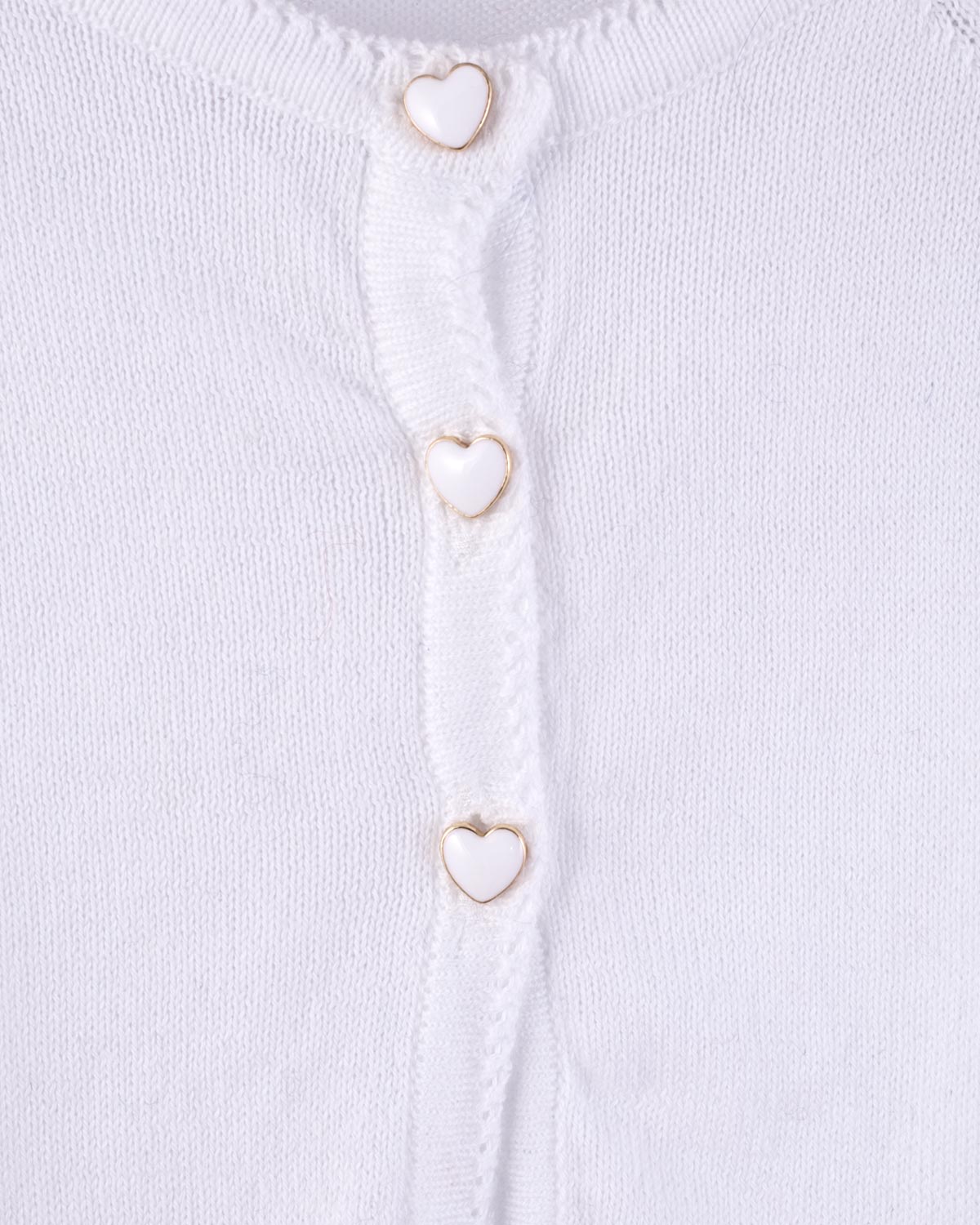 Betsy White Cardigan with Heart Buttons - Cardigan