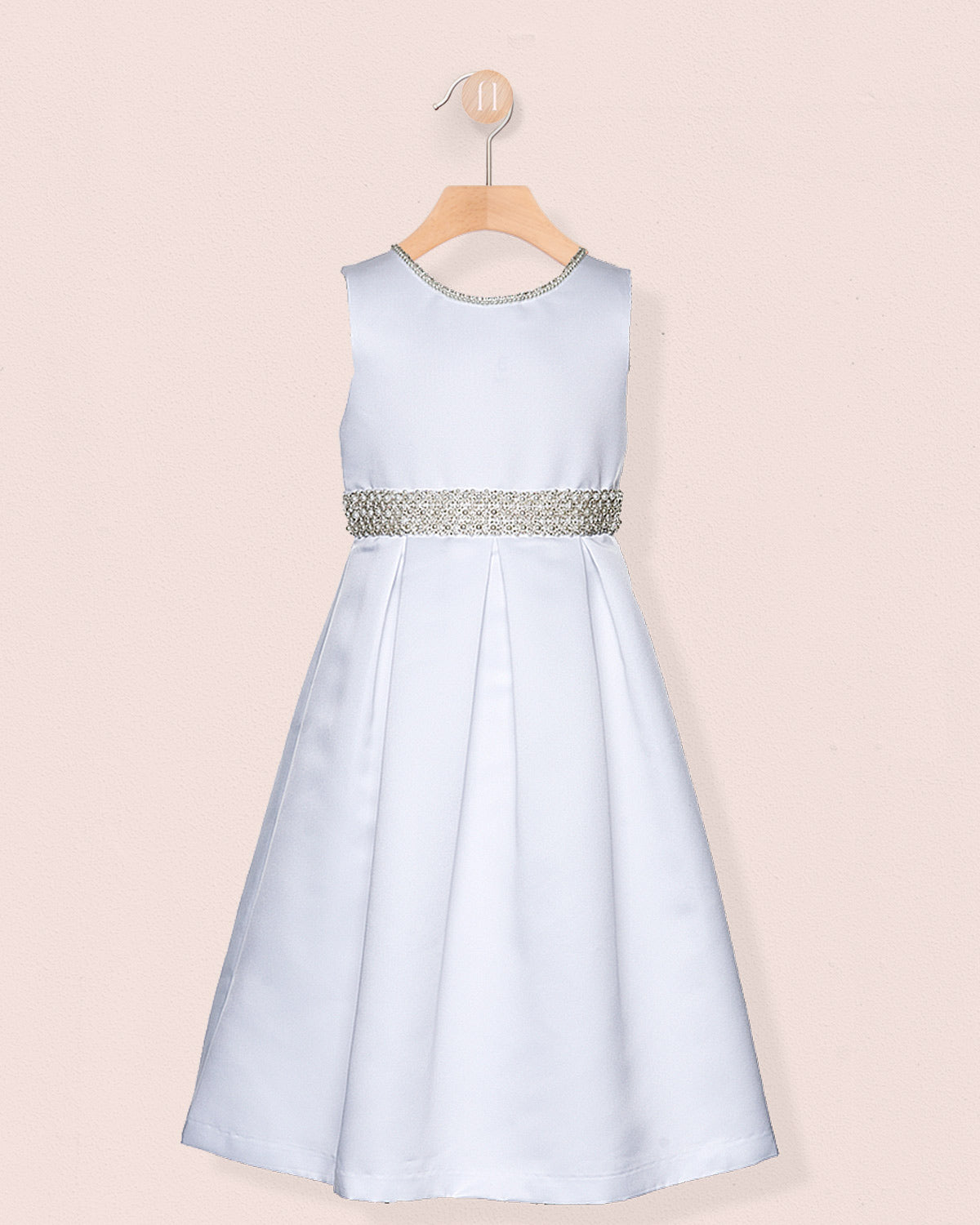Esther White Pearl Satin Gown - Dress