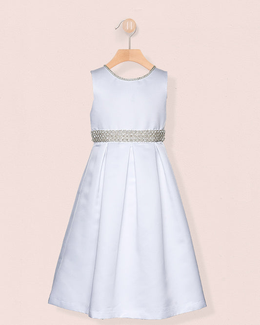 Esther White Pearl Satin Gown - Dress