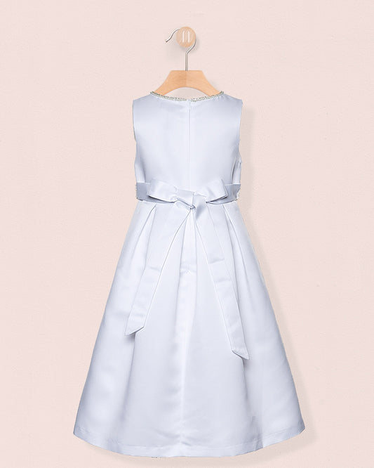 Esther White Pearl Satin Gown - Dress
