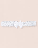 White Lace Baby Headband with Satin Bow