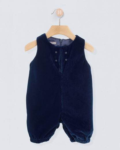 Harry Italian Navy Velvet Romper - Romper