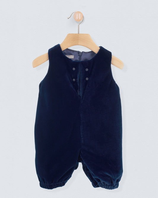 Harry Italian Navy Velvet Romper - Romper