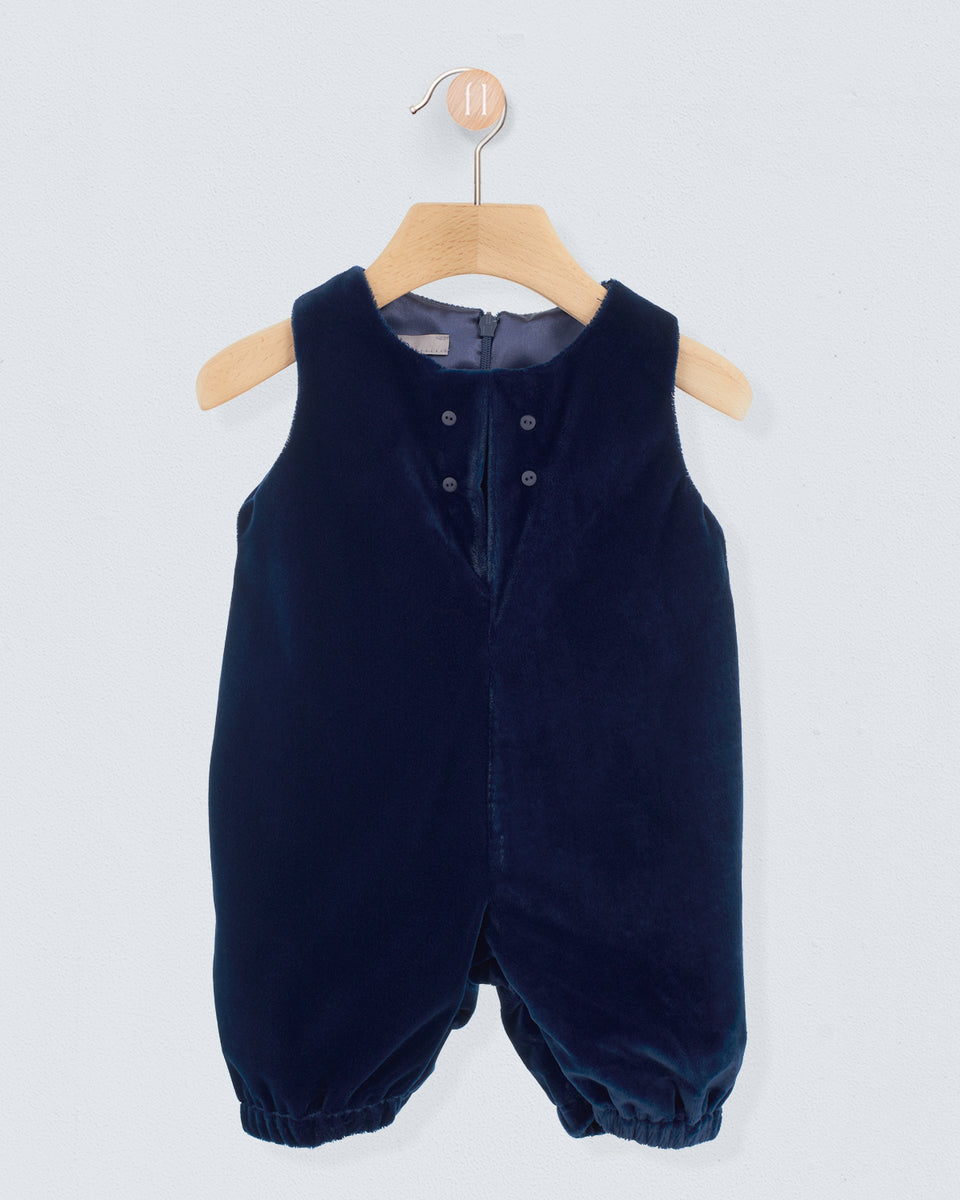 Harry Italian Navy Velvet Romper