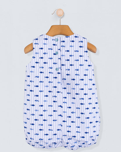 William Blue Stripe Fish Romper - Romper