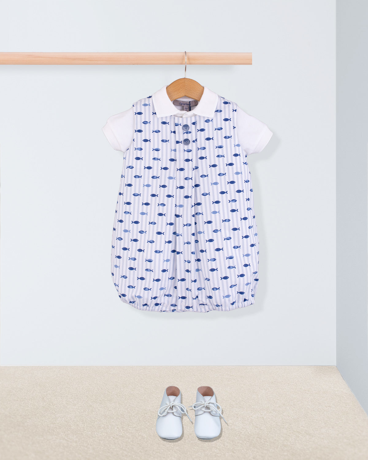 William Blue Stripe Fish Romper - Romper