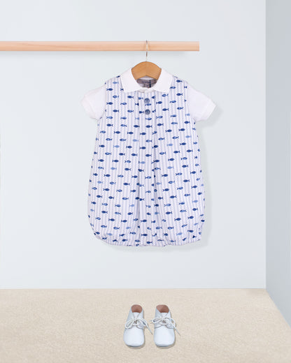 William Blue Stripe Fish Romper - Romper