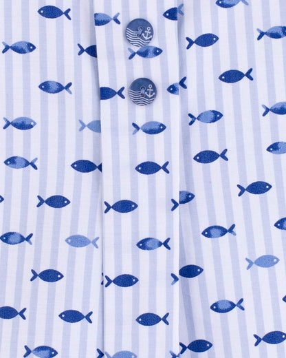 William Blue Stripe Fish Romper - Romper