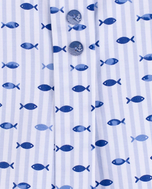 William Blue Stripe Fish Romper - Romper