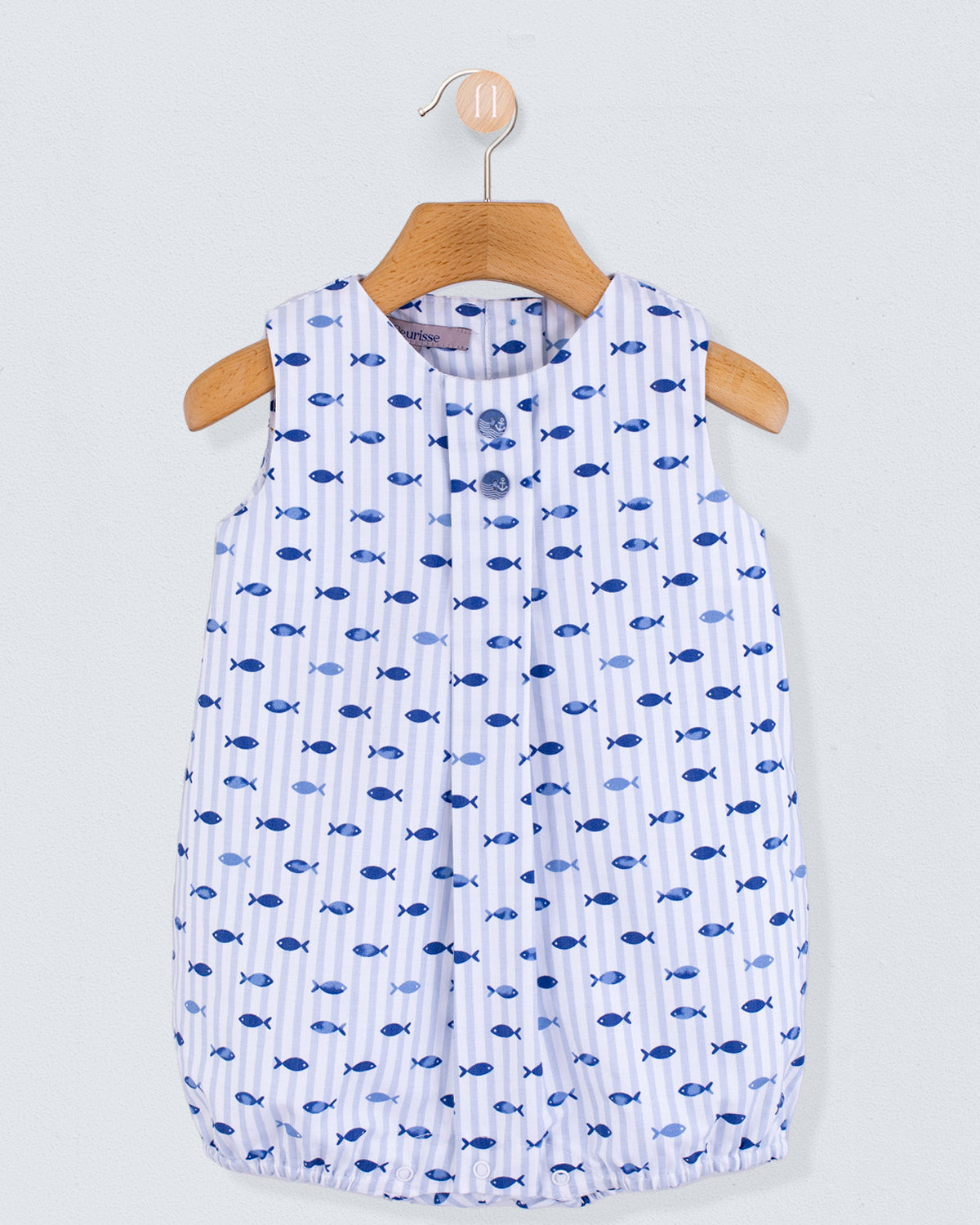 William Blue Stripe Fish Romper - Romper